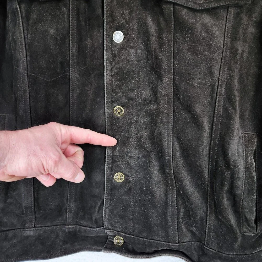 Eddie Bauer Jacket Mens XL Brown Seattle Suede Leather Washable Button Front - Picture 3 of 14